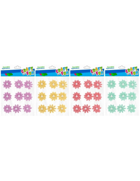 Abtibilduri - flori, diverse culori, set 9 buc, Craft with Fun, 480880