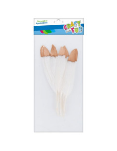 Accesorii creatie - pene albe cu auriu, 14 cm, set 8 buc, Craft with Fun, 463660