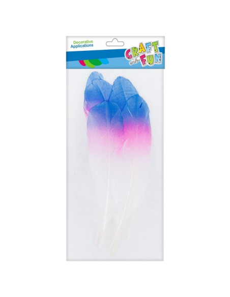 Accesorii creatie - pene, alb, albastru, roz, 13-17cm, set 6 buc, Craft with Fun, 463653