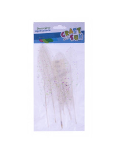 Accesorii creatie - pene, albe confetti, 18-20cm, set 6 buc, 12x27x1 cm, Craft with Fun, 463669