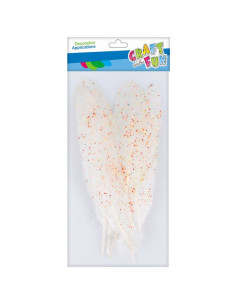 Accesorii creatie - pene, alb, 18-20cm, cu sclipici fluorescent, set 6 buc, Craft with Fun, 463670