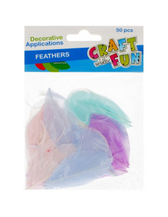 Accesorii creatie - pene, diverse culori, 5-6cm, pastel, 50g, Craft with Fun, 501477