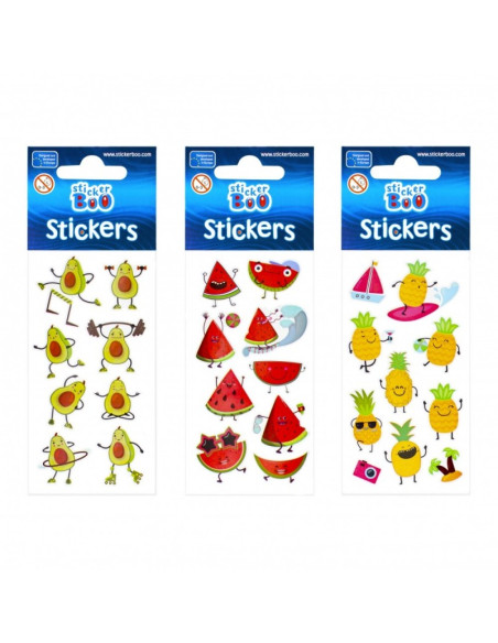 Abtibilduri - ananas, avocado, pepene, set 8-10 buc, Sticker Boo, 483494