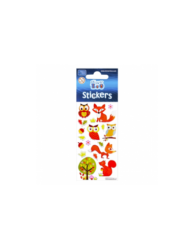 Abtibilduri - animalute padure, set 17 buc, Sticker Boo, 382525