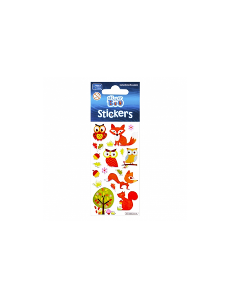 Abtibilduri - animalute padure, set 17 buc, Sticker Boo, 382525