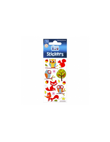 Abtibilduri - animalute padure, set 17 buc, Sticker Boo, 382525