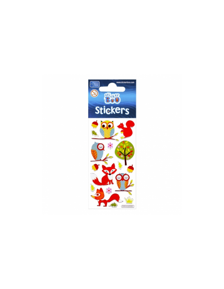 Abtibilduri - animalute padure, set 17 buc, Sticker Boo, 382525
