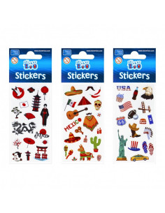 Abtibilduri - Calatorii USA, Japonia, Mexic, set 16-19 buc, Sticker Boo, 489560