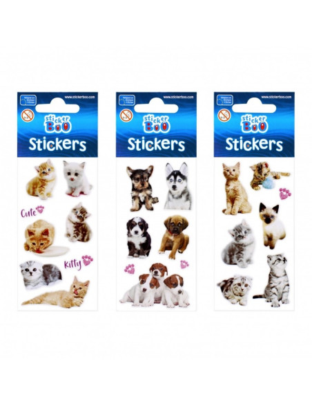 Abtibilduri - catei, pisici, set 7-8 buc, Sticker Boo, 476945