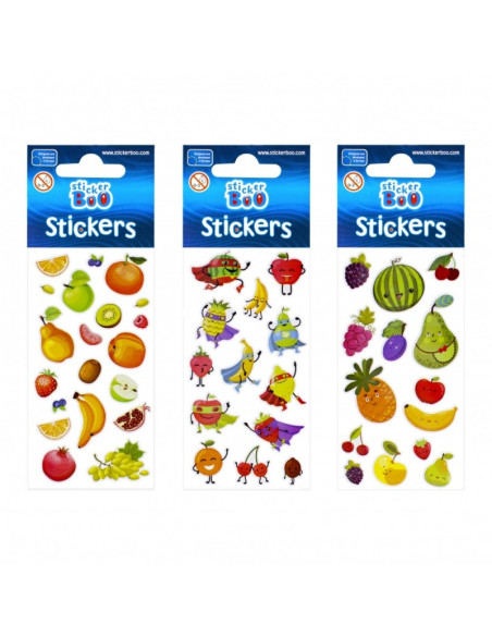 Abtibilduri - fructe, set 14-20 buc, 18x6 cm, Sticker Boo, 471543
