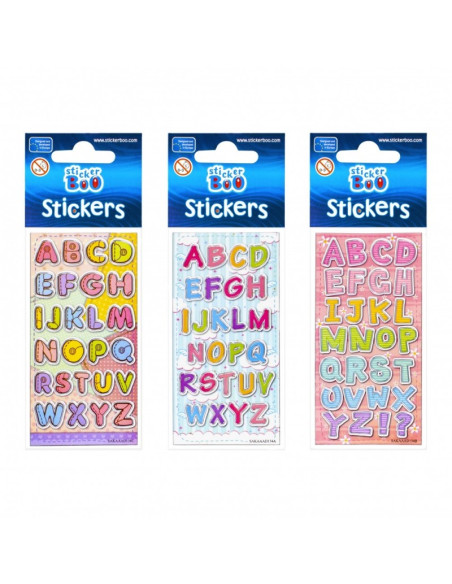 Abtibilduri - litere, set 26-28 buc, 7x18 cm, Sticker Boo, 382531