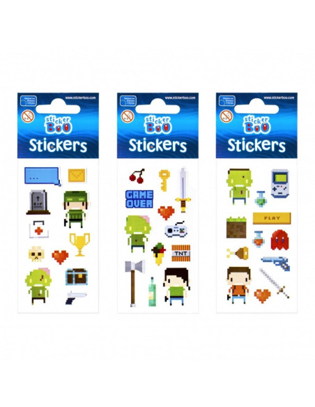 Abtibilduri - pixel, set 12 buc, 18x7 cm, Sticker Boo, 471545