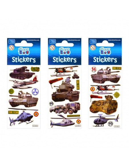 Abtibilduri - vehicule militare, set 9-10 buc, Sticker Boo, 225022