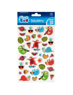 Abtibilduri - lenes, 3D, metalic, set 35 buc, 14x26 cm, Sticker Boo, 493713