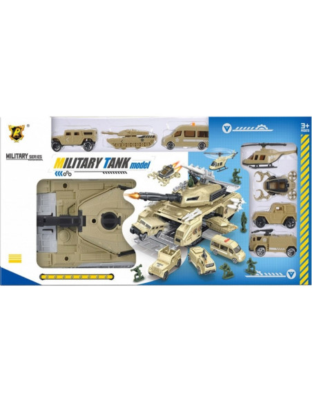 Tanc militar MegaCreative 502179, include 7 vehicule militare, plastic, multicolor, 3+ ani