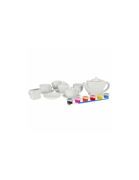 Set de ceai - pentru pictat - ceramica, 15 piese, acurele si pensula incluse, MegaCreative 501294, 3+ ani