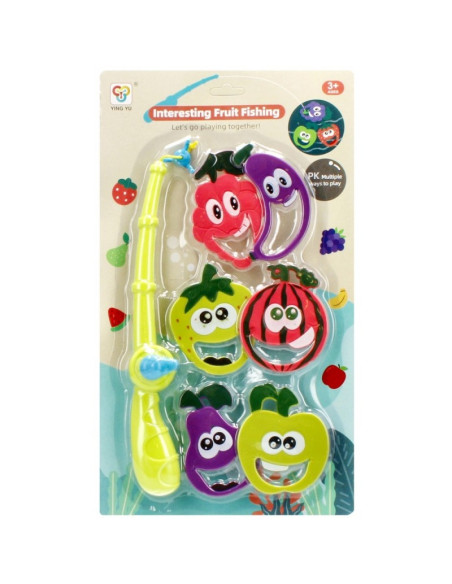 Set de pescuit - undita si fructe - 7 piese, MegaCreative 511324, 3+ ani