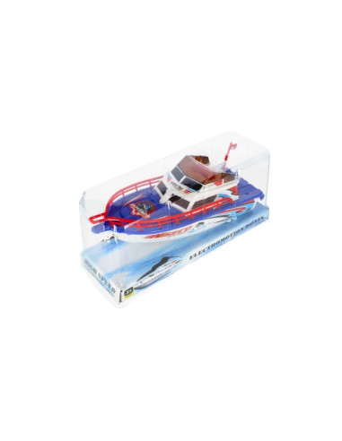 Barca de viteza MegaCreative 443498, 23cm, cu sunete si lumini, necesita baterii 3xAA, plastic, diverse culori, 3+ ani