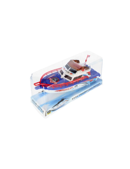 Barca de viteza MegaCreative 443498, 23cm, cu sunete si lumini, necesita baterii 3xAA, plastic, diverse culori, 3+ ani