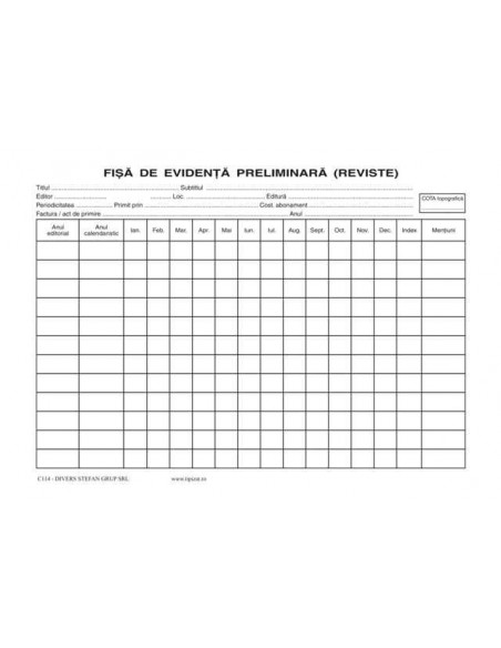 C114 Fisa de evidenta preliminara (reviste)