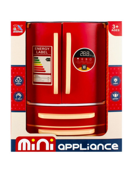 Electrocasnice de jucarie - frigider cu 2 usi - cu sunete si lumini, rosu-alb, MegaCreative 479899, 3+ ani