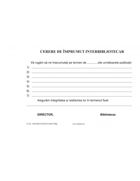 C130 Cerere de împrumut înterbibliotecar 