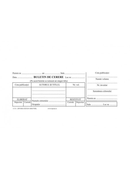 C131 Buletin de cerere (sala de lectura)