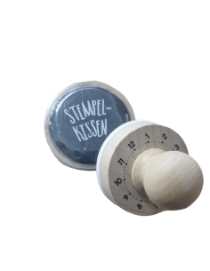 Stampila din lemn cu tusiera, tip ceas, 5x4cm, Trendhaus CH28708, natur 2