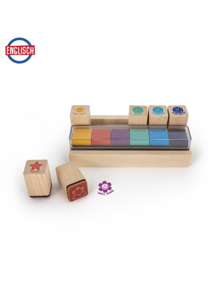 Stampile din lemn cu cerneala pt.profesori, mesaje de recompensa, Trendhaus CH28426 set 6 bucati