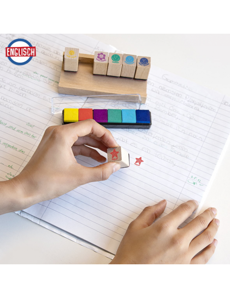 Stampile din lemn cu cerneala pt.profesori, mesaje de recompensa, Trendhaus CH28426 set 6 bucati