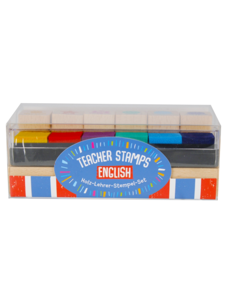 Stampile din lemn cu cerneala pt.profesori, mesaje de recompensa, Trendhaus CH28426 set 6 bucati