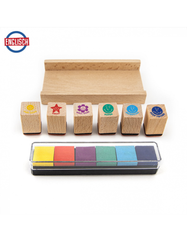 Stampile din lemn cu cerneala pt.profesori, mesaje de recompensa, Trendhaus CH28426 set 6 bucati