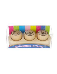 Stampile din lemn, emoji, Trendhaus CH27864 set 3 bucati + suport