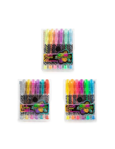Pix cu gel Trendhaus 955524, cu capac, mini, set 6 culori (neon / pastel / sclipici)