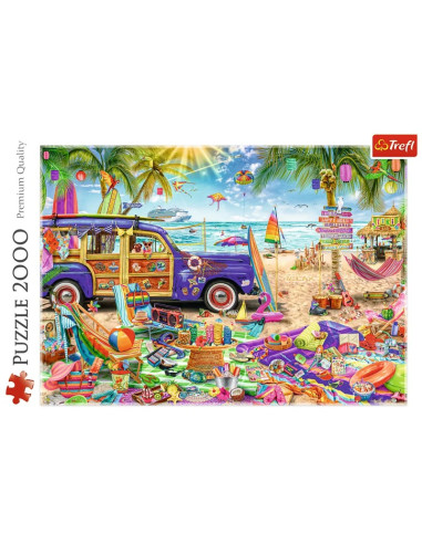 Puzzle carton 2000 piese Trefl Vacante pe plaja la Tropice, 27109, 12+ ani