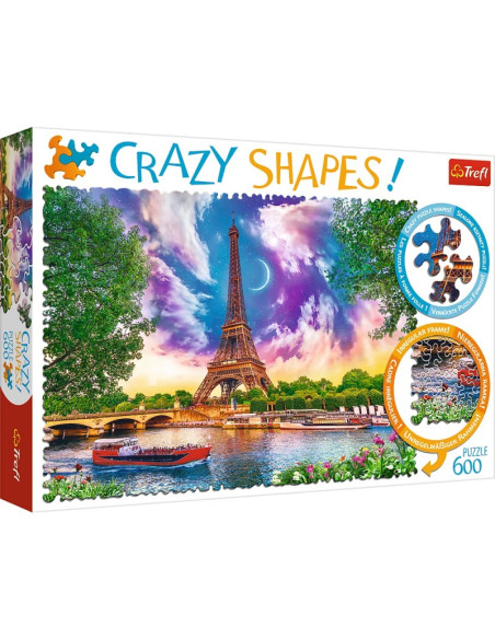 Puzzle carton 600 piese Trefl Crazy Shapes - Parisul romantic, 11115, 10+ ani