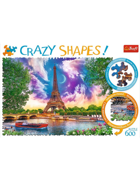 Puzzle carton 600 piese Trefl Crazy Shapes - Parisul romantic, 11115, 10+ ani