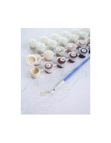 Set Pictura pe numere 40x50cm, Brushme - Leu colorat - panza, cadru de lemn, pensule, culori acrilice, BS8999