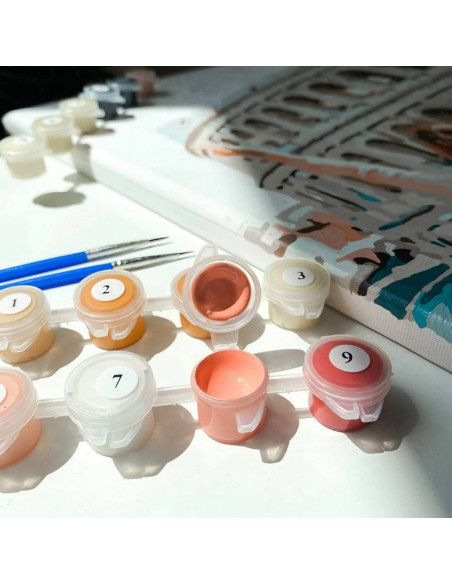 Set Pictura pe numere 40x50cm, Brushme - Vulpe care picteaza - panza, cadru de lemn, pensule, culori acrilice, BS53156