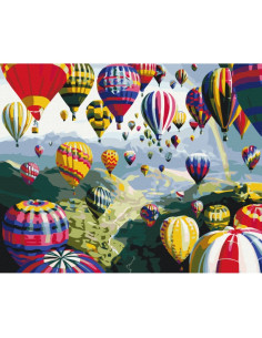 Set Pictura pe numere 40x50cm, Brushme - Baloane cu aer cald, colorate - panza, cadru de lemn, pensule, culori acrilice, BS6524 2