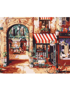 Set Pictura pe numere 40x50cm, Brushme - Strada Paris - panza, cadru de lemn, pensule, culori acrilice, BS7254 2