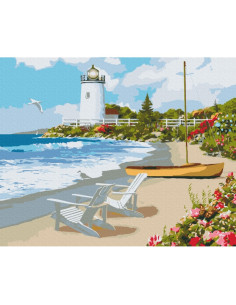 Set Pictura pe numere 40x50cm, Brushme - Farul - panza, cadru de lemn, pensule, culori acrilice, BS51549 2