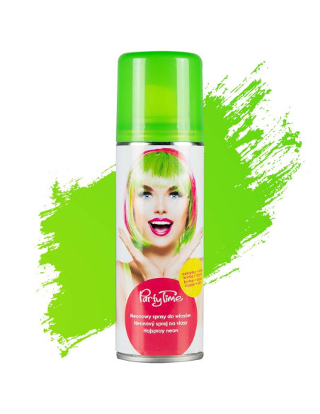 Spray colorant pentru par PartyTime Halloween, verde neon, temporar