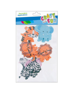 Forme decorative - hartie gumata autoadeziva - animale, diverse culori, set 12 buc, Craft with Fun, 463734