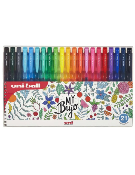 Pix cu gel Uni-ball Signo My Bujo UMN-155N, 0.7mm, cu mecanism, corp semitransparent in culoarea scrisului, set 21 culori