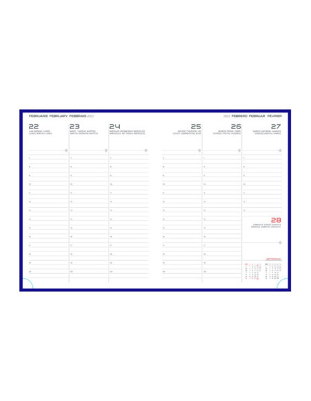 Agenda A4 datata 2026 Artilux EJ-1101, 128 pagini ivory, coperta buretata rosie