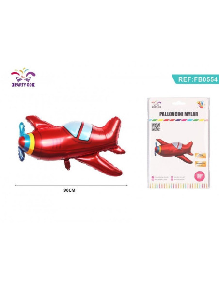 Balon din folie PartyGo avion, 96cm, rosu, FB0554