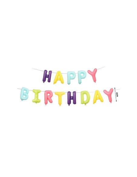 Baloane din folie PartyGo Happy Birthday, 40cm, mix color, FB0548, set 13 buc