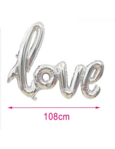 Balon din folie PartyGo Love, 108cm, argintiu, 410546 / FB0523