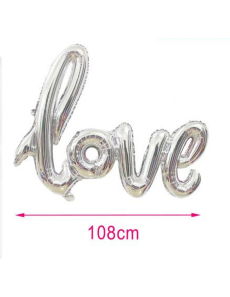 Balon din folie PartyGo Love, 108cm, argintiu, 410546 / FB0523